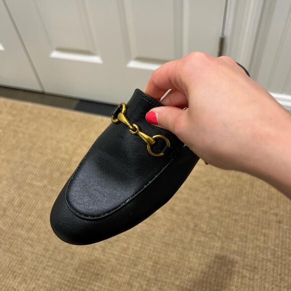 Kaitlyn Pan leather buckle black loafer mules - Picture 2 of 3